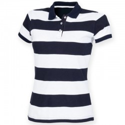 Front Row Ladies Striped Pique Polo